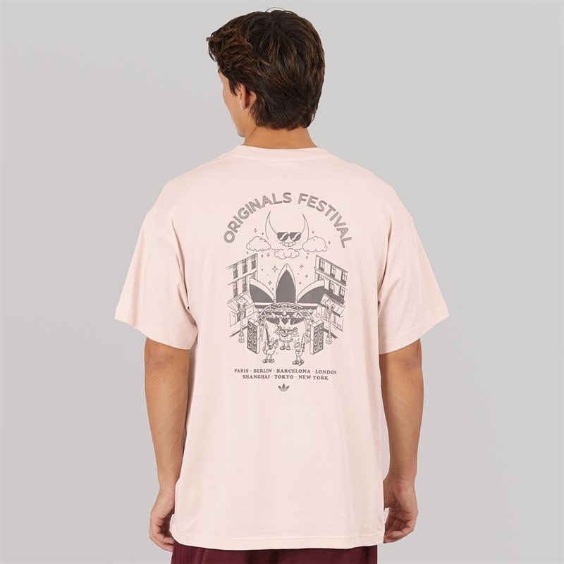 adidas Originals Mens Street Band Back Graphic T-Shirt Putty Mauve - Image 3