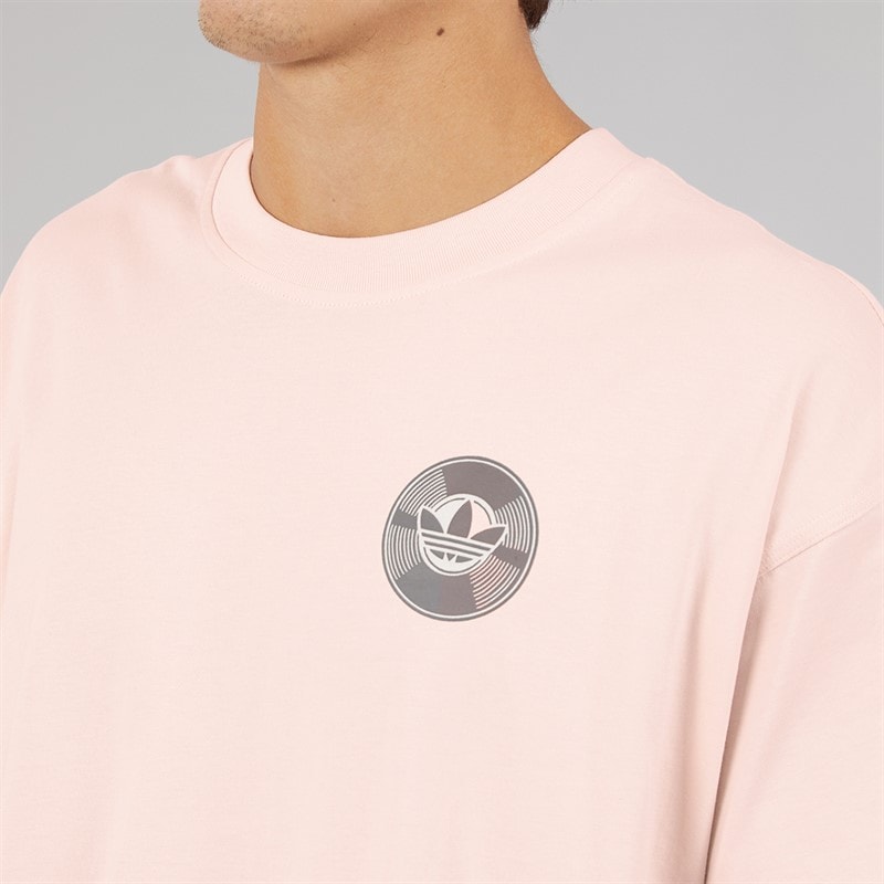 adidas Originals Mens Street Band Back Graphic T-Shirt Putty Mauve - Image 5