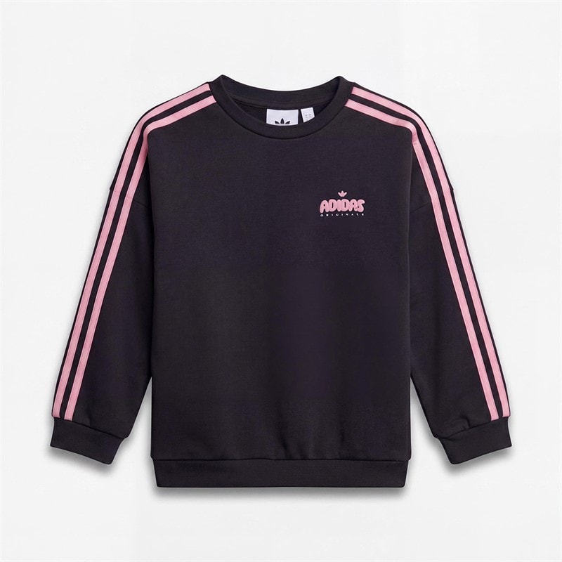 adidas Originals Infant Girls Bubble Logo Sweatshirt And Leggings Set Carbon/Bliss Pink - Image 3