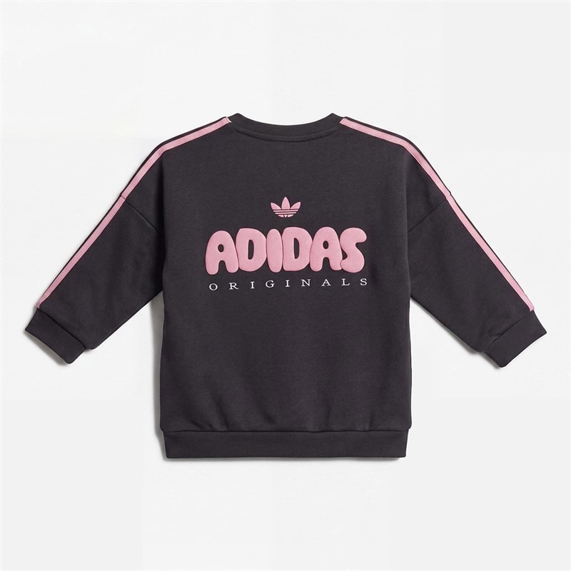 adidas Originals Infant Girls Bubble Logo Sweatshirt And Leggings Set Carbon/Bliss Pink - Image 4