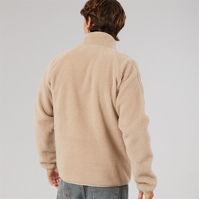 adidas Originals Mens Sherpa Full Zip Fleece Jacket Trace Khaki - Image 2