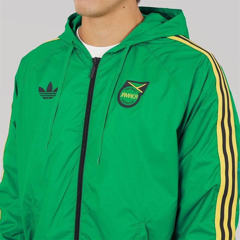 adidas Originals Mens JFF Jamaica Adicolour Windbreaker Jacket Court Green - Image 3