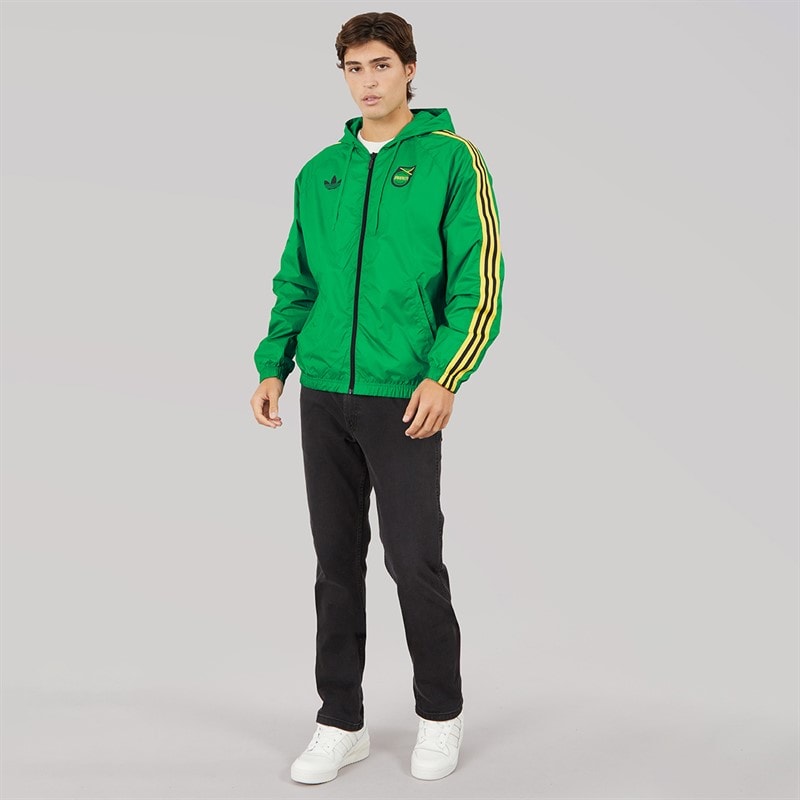 adidas Originals Mens JFF Jamaica Adicolour Windbreaker Jacket Court Green - Image 5