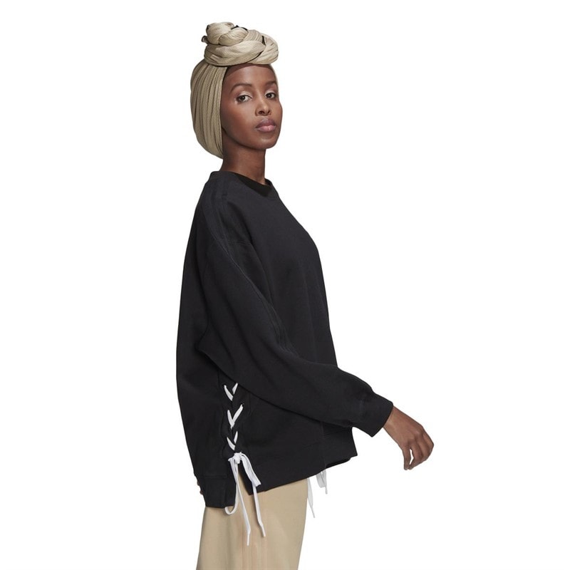 adidas Originals Womens Always Original Laced Crew Sweatshirt Black - Image 5