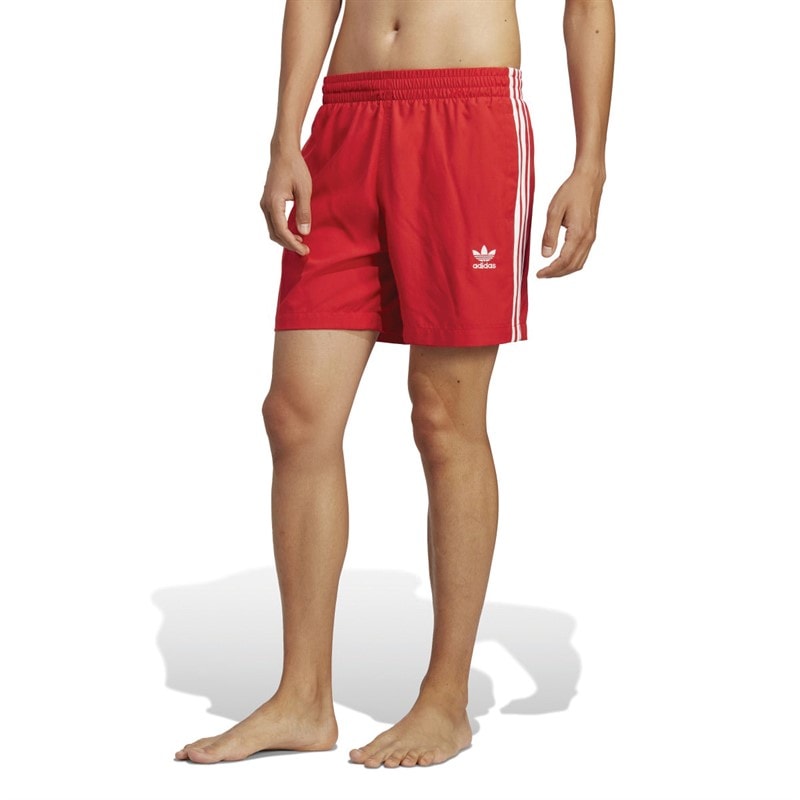 adidas Originals Mens Adicolor 3 Stripes Swim Shorts Better Scarlet/White