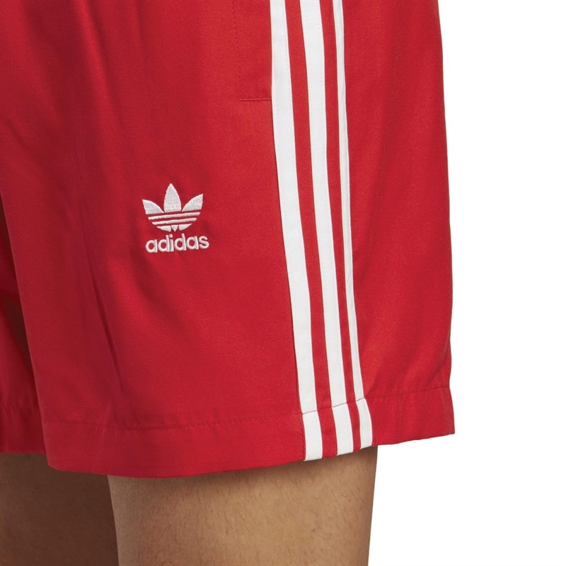 adidas Originals Mens Adicolor 3 Stripes Swim Shorts Better Scarlet/White - Image 4