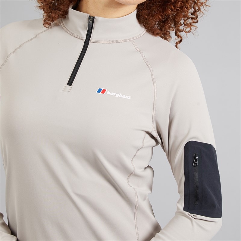 Berghaus Womens Tech Pocket 1/4 Zip Top Light Grey/Light Grey - Image 3
