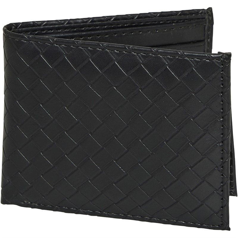 Bellfield Mens Weave PU Leather Wallet Black - Image 1