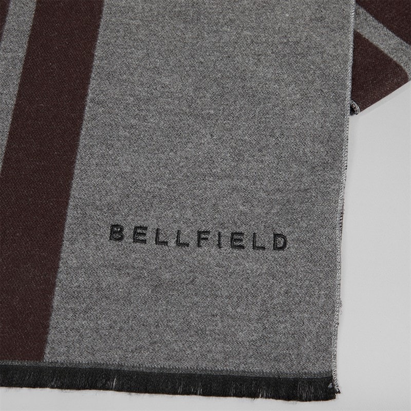 Bellfield Mens Soft Touch Scarf Charcoal/Burgundy - Image 2