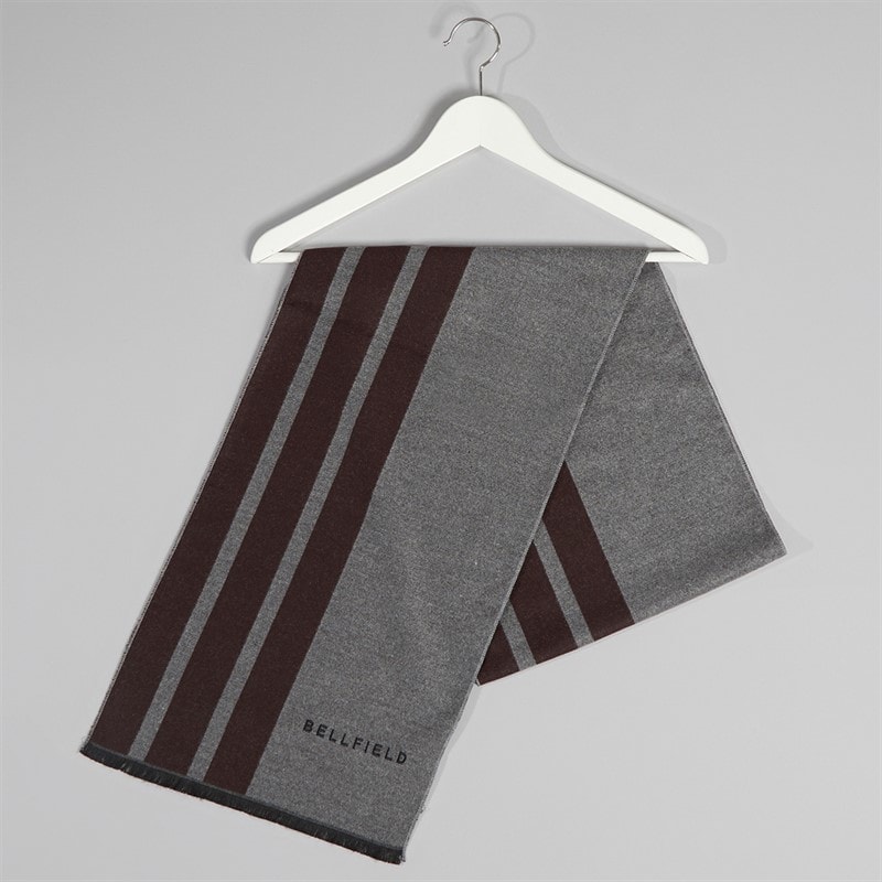 Bellfield Mens Soft Touch Scarf Charcoal/Burgundy - Image 3