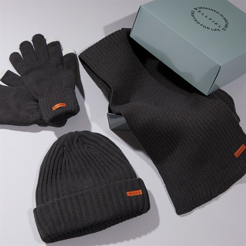 Bellfield Mens Hat Gloves And Scarf Set Charcoal - Image 2