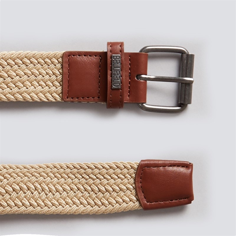 Bellfield Mens Two Pack Woven Belts Stone/Navy - Image 3