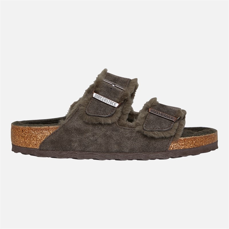 Birkenstock Womens Arizona Shearling Lined Dual Strap Sandals Mocca