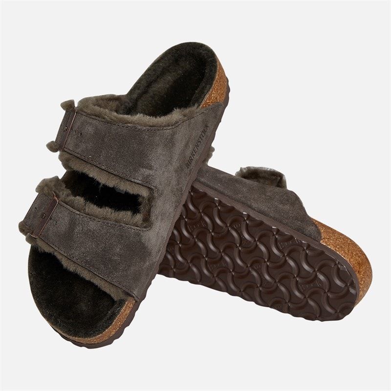 Birkenstock Womens Arizona Shearling Lined Dual Strap Sandals Mocca - Image 4