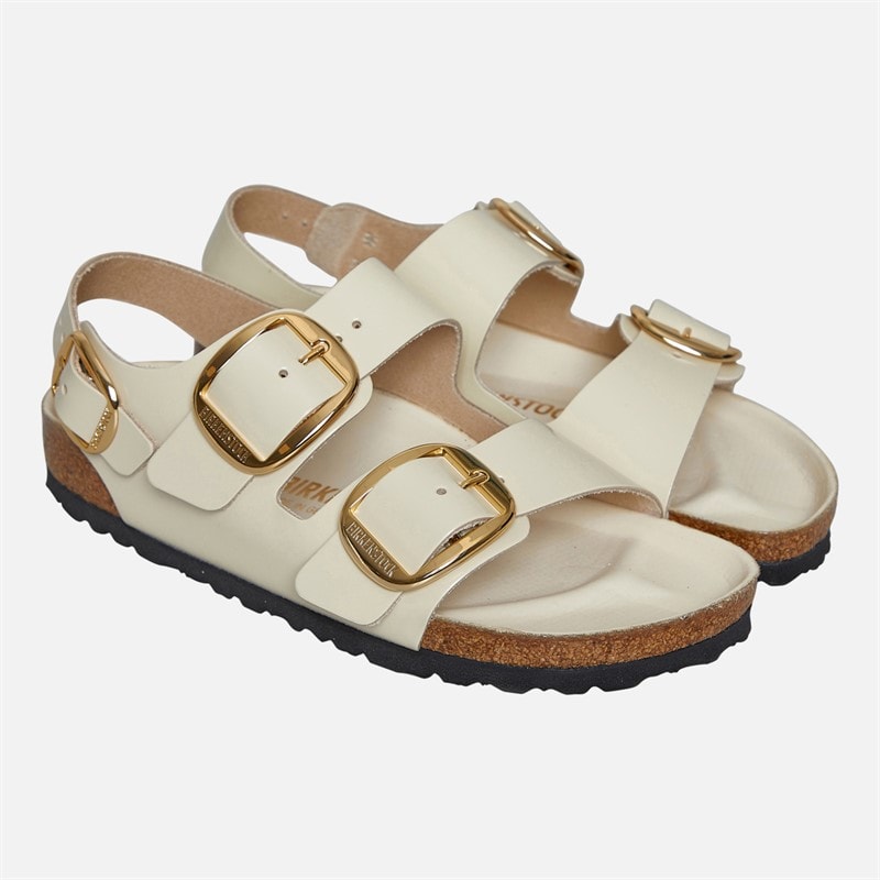Birkenstock Womens Milano Ankle Strap Sandals High Shine Ecru - Image 2