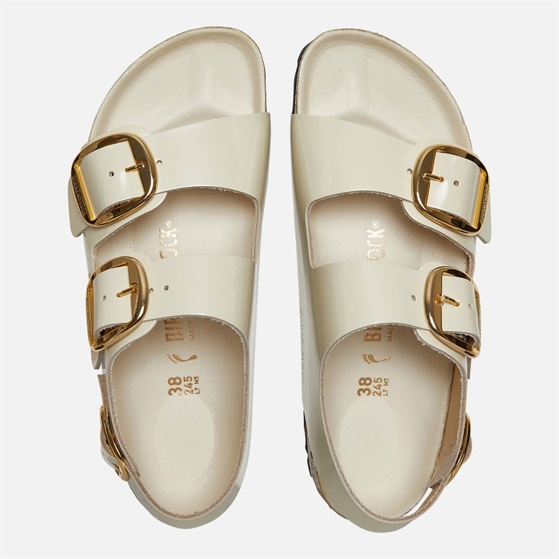 Birkenstock Womens Milano Ankle Strap Sandals High Shine Ecru - Image 3
