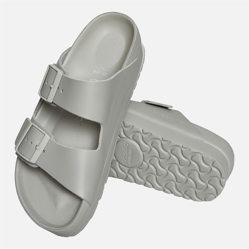 Birkenstock Womens Arizona Flex Platform Dual Strap Sandals Mineral Grey Mineral Gray - Image 2