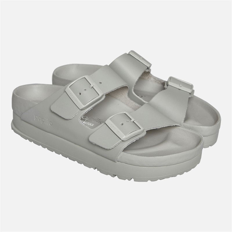 Birkenstock Womens Arizona Flex Platform Dual Strap Sandals Mineral Grey Mineral Gray - Image 3