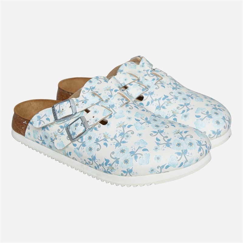 Birkenstock Womens Kay Clogs Blooming Roses Blue - Image 3