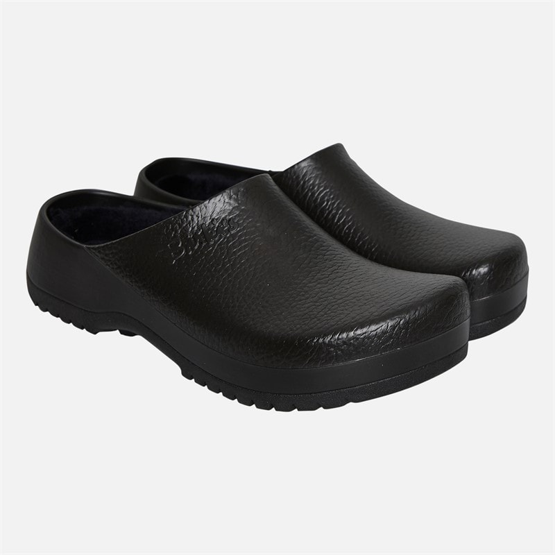 Birkenstock Super Birki PU Fur Lined Clogs Black - Image 2