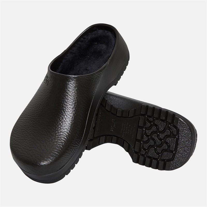 Birkenstock Super Birki PU Fur Lined Clogs Black - Image 4