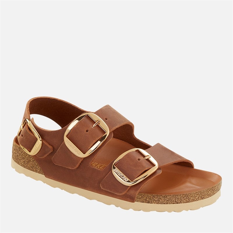 Birkenstock Womens Milano Big Buckle Sandals Cognac - Image 2