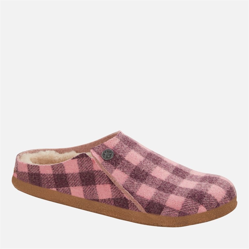 Birkenstock Womens Zermatt Shearling Slippers Plaid Dark Berry - Image 2