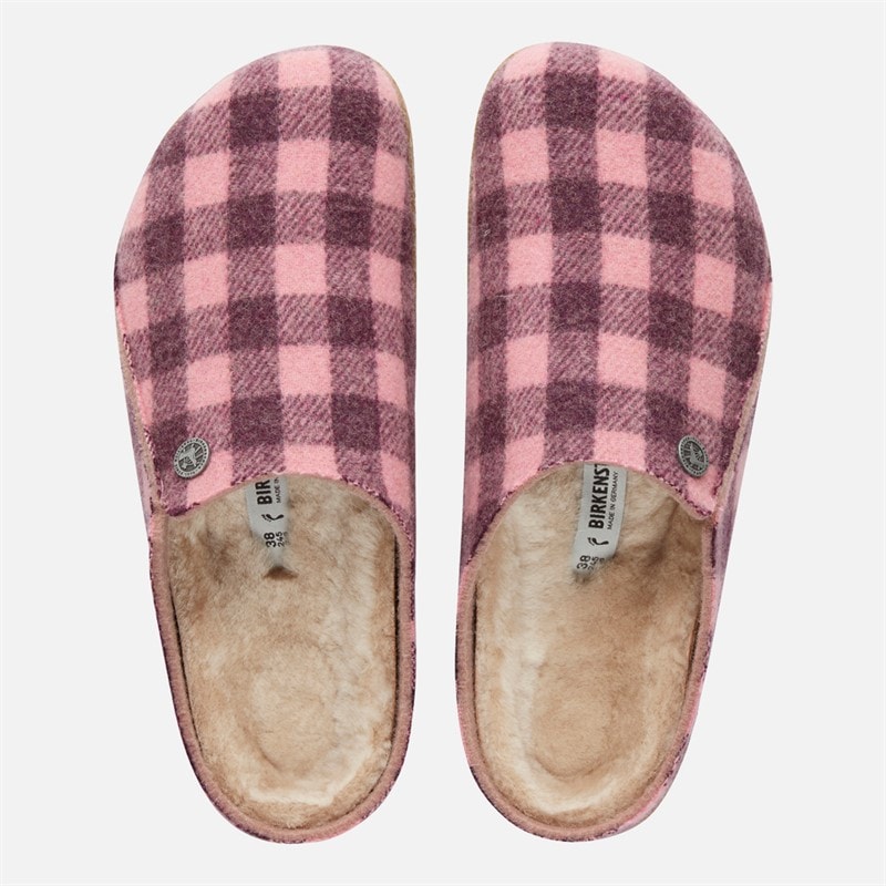 Birkenstock Womens Zermatt Shearling Slippers Plaid Dark Berry - Image 3
