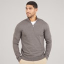 Selected Mens 1/4 Zip Knit Jumper Morel