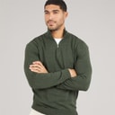 Selected Mens 1/4 Zip Knit Jumper Forest Night