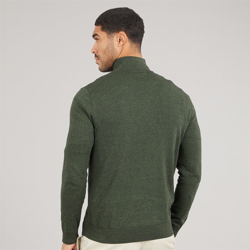 Selected Mens 1/4 Zip Knit Jumper Forest Night - Image 2