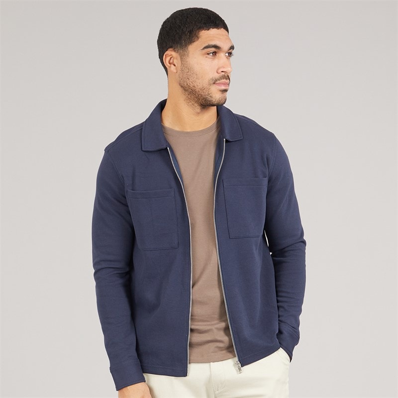 Selected Mens Polo Collar Zip Up Jacket Navy Blazer - Image 1