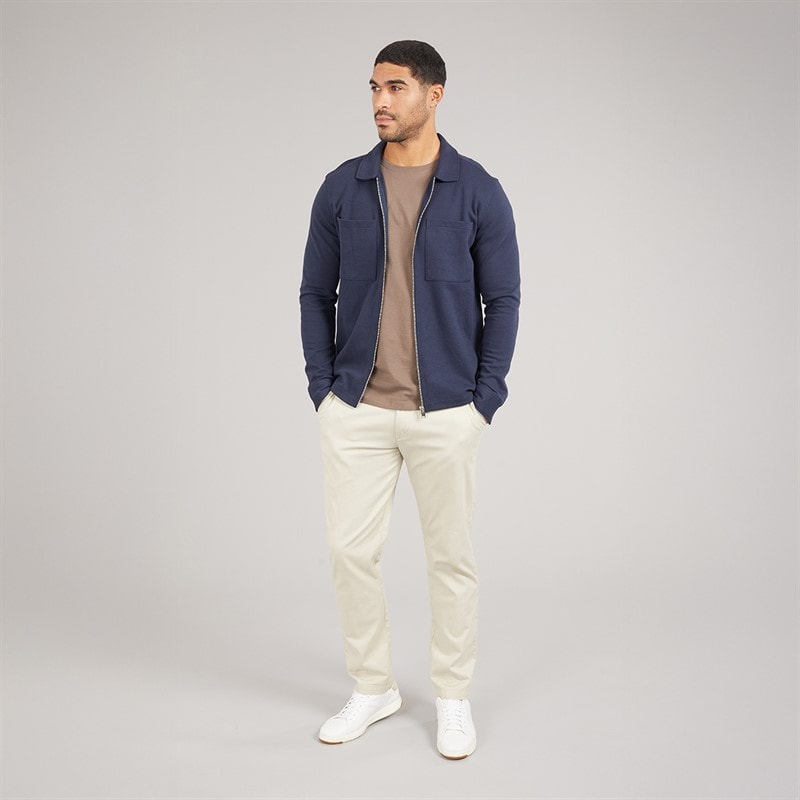 Selected Mens Polo Collar Zip Up Jacket Navy Blazer - Image 4