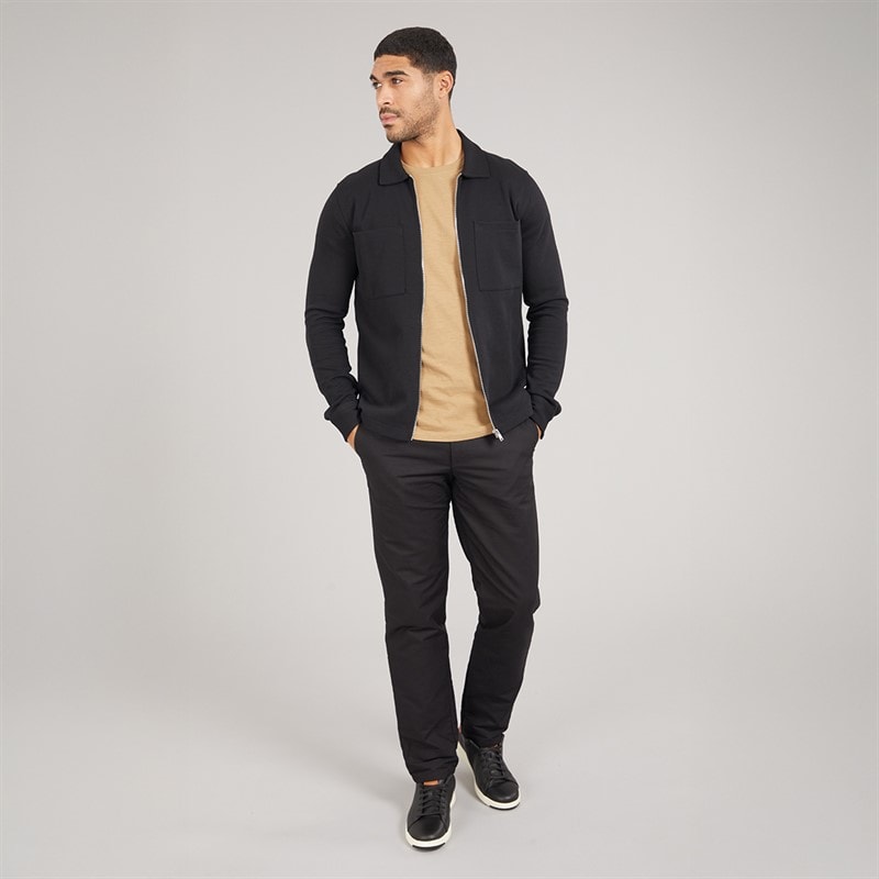 Selected Mens Polo Collar Zip Up Jacket Black - Image 4