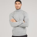 Selected Mens Roll Neck Knit Jumper Medium Grey Melange