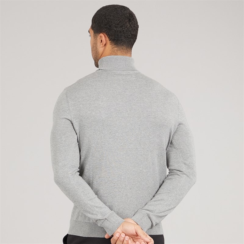Selected Mens Roll Neck Knit Jumper Medium Grey Melange - Image 2