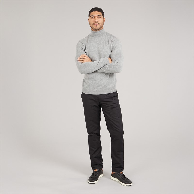 Selected Mens Roll Neck Knit Jumper Medium Grey Melange - Image 3