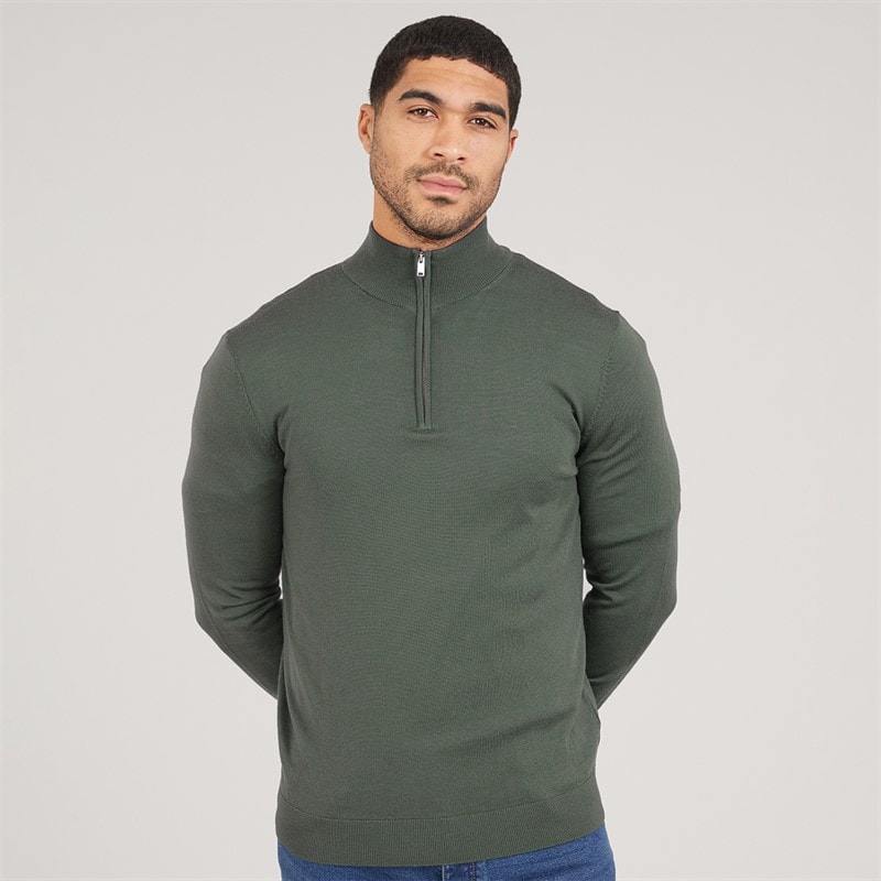 Selected Mens Roll Neck Knit Jumper Deep Forest - Image 1