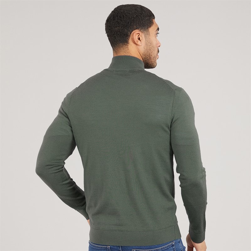Selected Mens Roll Neck Knit Jumper Deep Forest - Image 2