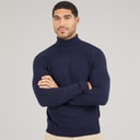 Selected Mens Roll Neck Knit Jumper Navy Blazer