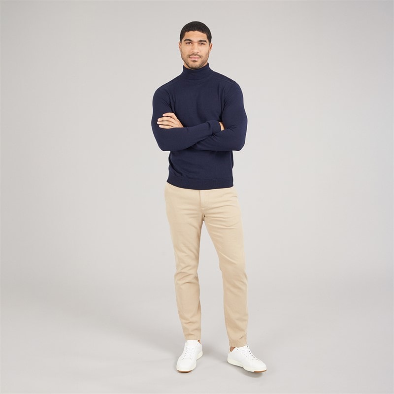 Selected Mens Roll Neck Knit Jumper Navy Blazer - Image 3