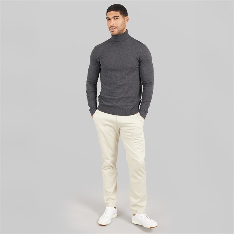 Selected Mens Roll Neck Knit Jumper Antracit - Image 3
