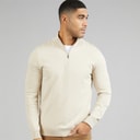Selected Mens 1/4 Zip Knit Jumper Oatmeal