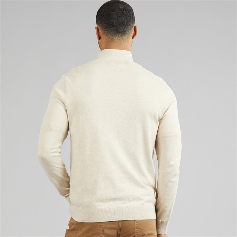 Selected Mens 1/4 Zip Knit Jumper Oatmeal - Image 2