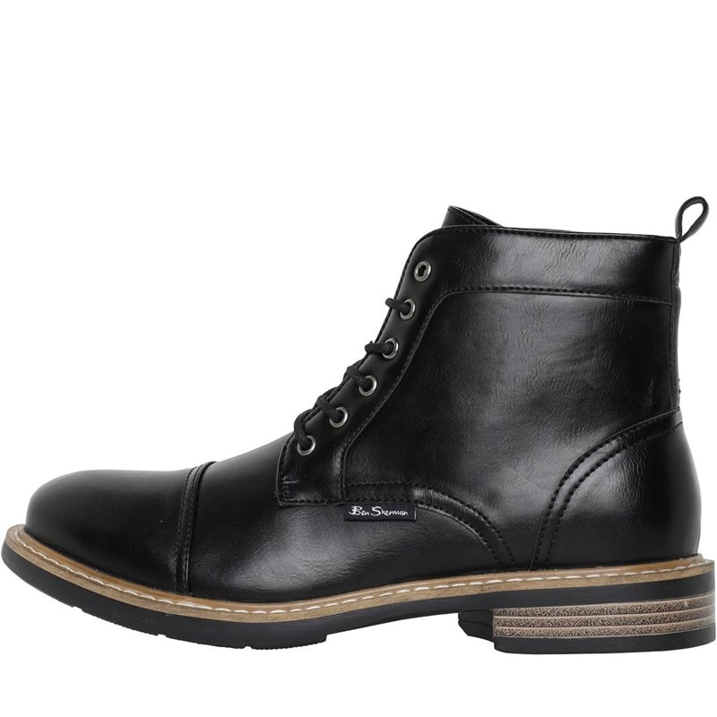 Ben Sherman Mens Tram Toe Cap Boots Black