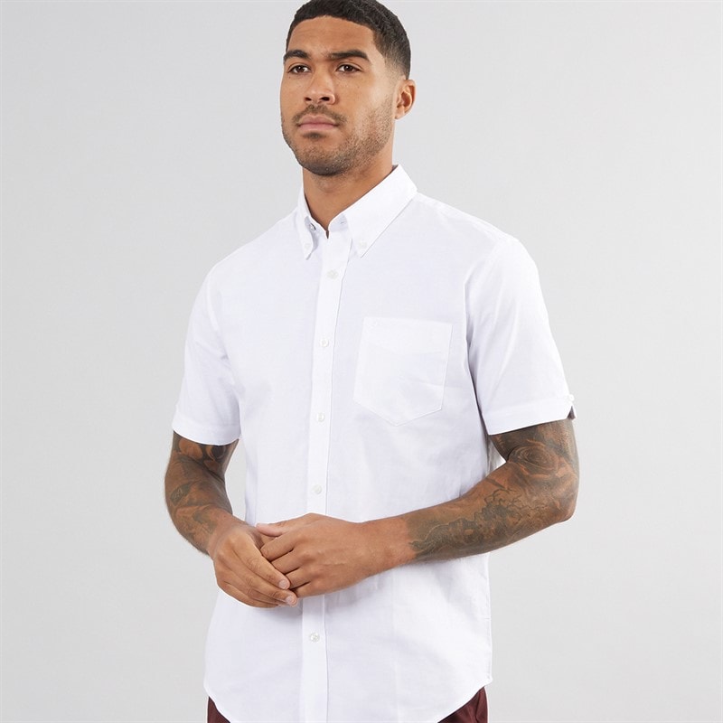Ben Sherman Mens Short Sleeve Oxford Shirt White