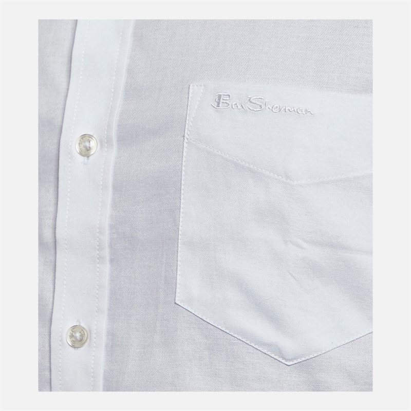 Ben Sherman Mens Short Sleeve Oxford Shirt White - Image 3
