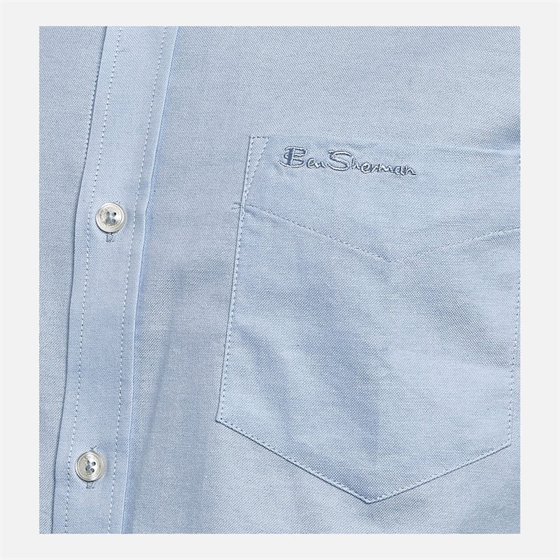 Ben Sherman Mens Short Sleeve Oxford Shirt Sky - Image 3