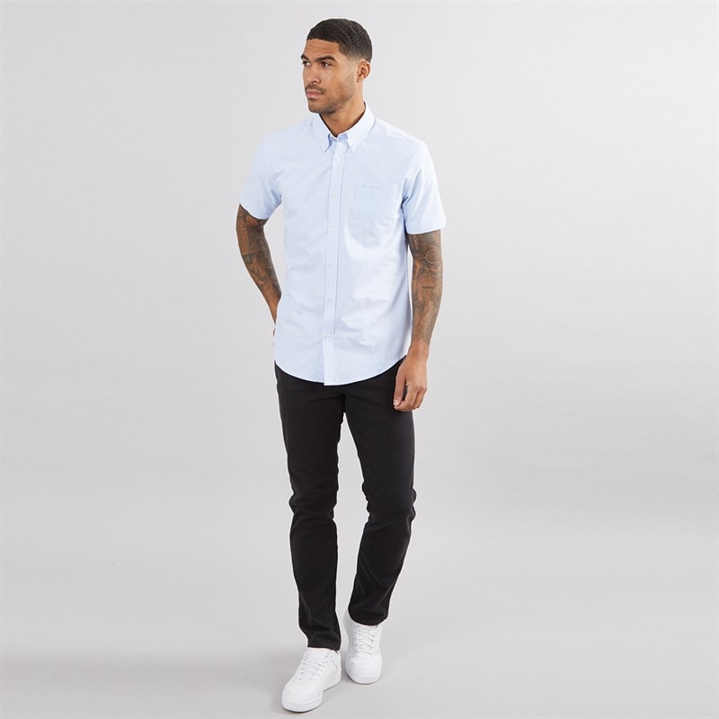 Ben Sherman Mens Short Sleeve Oxford Shirt Sky - Image 4