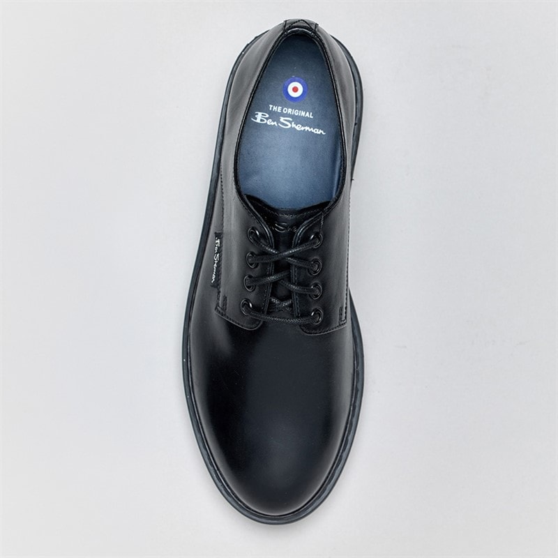 Ben Sherman Mens Dave Leather Derby Shoes Black - Image 3